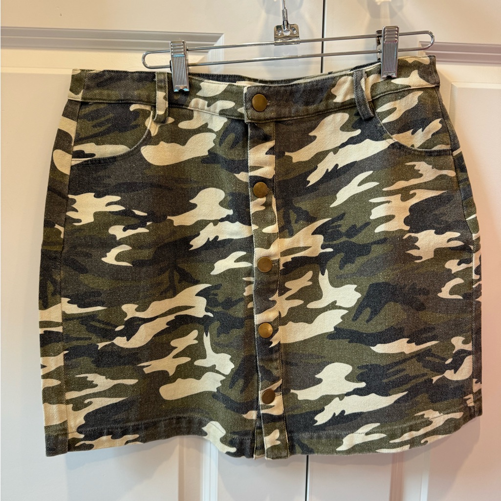 Molly Green Camo Denim Mini Skirt